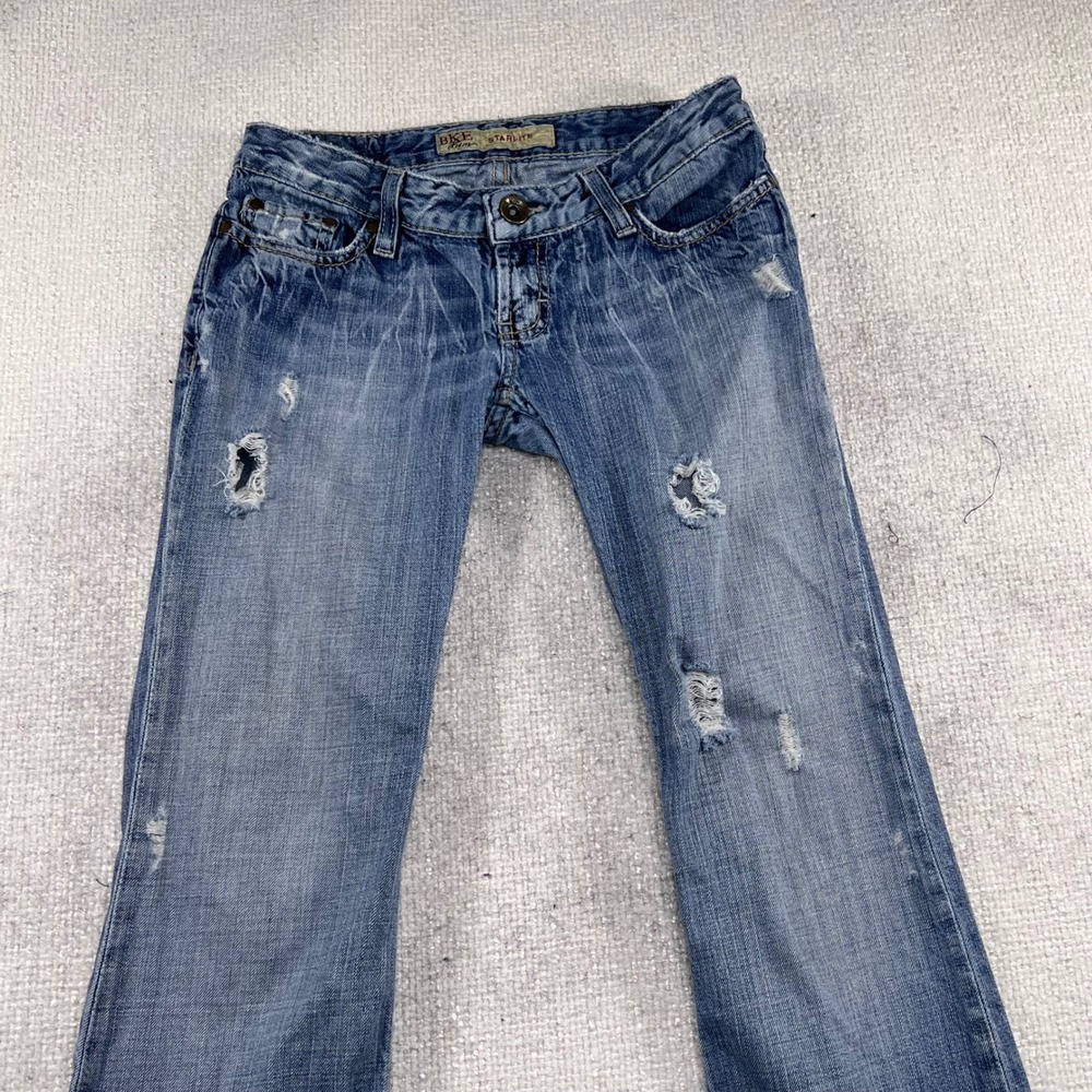 BKE Starlite Low Rise Bootcut Distressed‎ Jeans Medium Wash Blue Mens 30x31.5 - Picture 3 of 11
